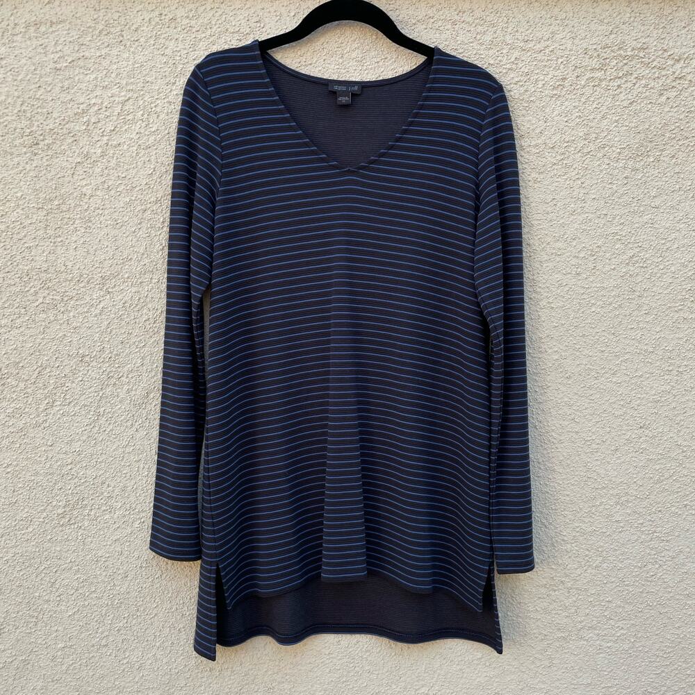 J Jill Everywear Collection Black Blue Stripe Tunic XS